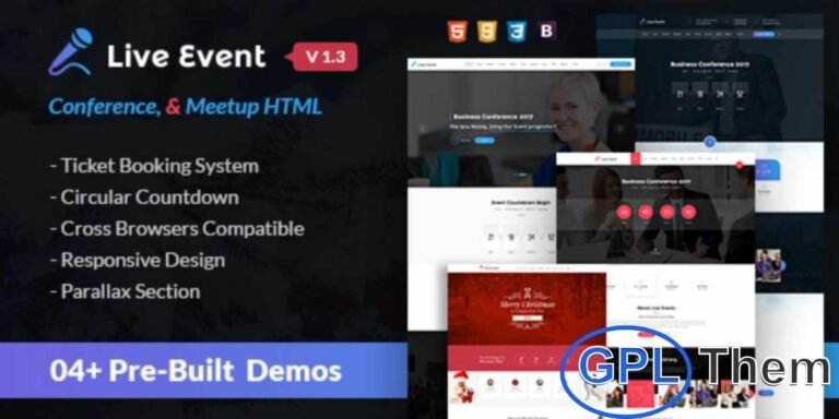 Live Event – Conference & Meetup WordPress Theme Live Event is a modern and professional WordPress theme designed for conferences, meetups, and single events.
