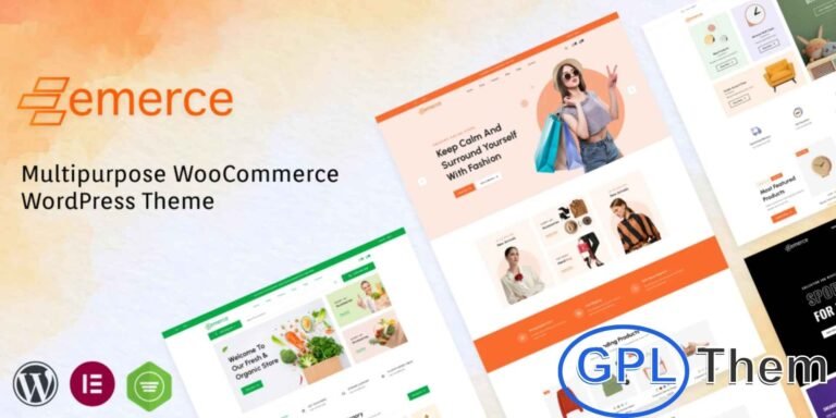Emerce – Multipurpose WooCommerce WordPress Theme Emerce is a modern, multipurpose WooCommerce WordPress theme built with Elementor. Perfect for digital stores, jewelry shops, grocery stores, sports stores, clothing outlets, furniture stores, and multi-vendor marketplaces.