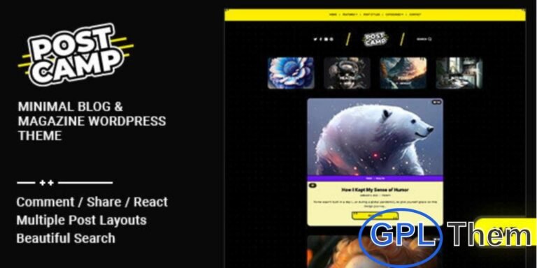 Postcamp – Stylish Blog & Magazine WordPress Theme Postcamp is a vibrant and modern WordPress theme designed for personal blogs and online magazines.