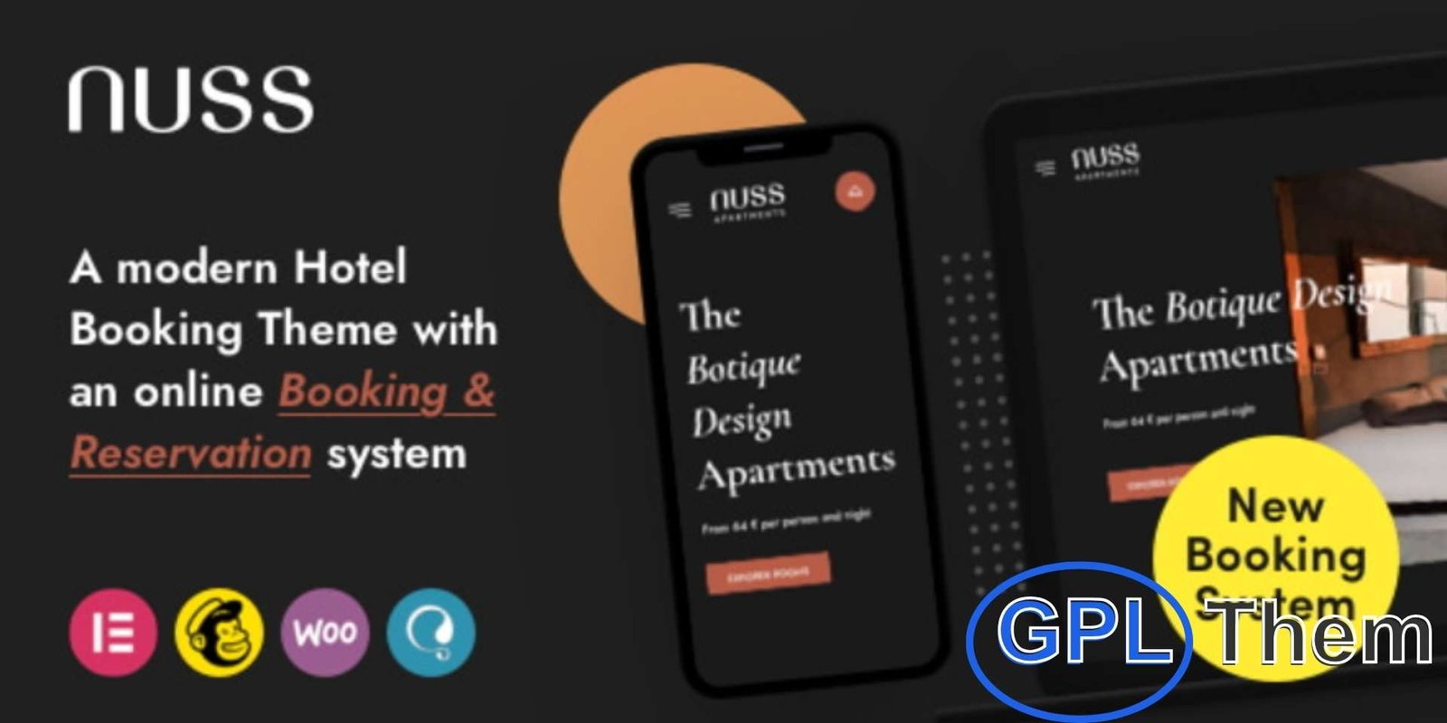 Nuss – Hotel Booking WordPress Nuss – Hotel Booking WordPress Theme Nuss is a powerful and modern WordPress theme designed for hotels, resorts, hostels, homestays, guest houses, apartments, chalets, and other accommodation services.