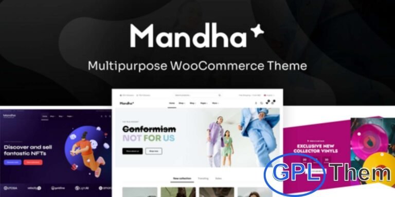Mandha – Multipurpose WooCommerce WordPress Theme Mandha is a flexible multipurpose WooCommerce WordPress theme designed for creating powerful online stores and business websites. With unlimited customization options, you can easily adjust colors, fonts, layouts, buttons, parallax sections, video backgrounds, galleries, and more—all without coding skills.