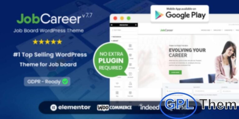 JobCareer – Job Board Responsive WordPress Theme JobCareer is a powerful Job Board WordPress theme by Chimp Studio, designed to create professional and easy-to-use job listing websites. Packed with advanced features, it allows recruiters and job seekers to connect seamlessly.