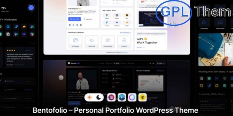 Bentofolio – Personal Portfolio WordPress Theme Bentofolio is a stylish and modern WordPress theme built to showcase personal portfolios with a unique Bentogrid design. Perfect for professionals across industries, this theme caters to designers, writers, developers, photographers, marketers, content creators, and creative agencies.
