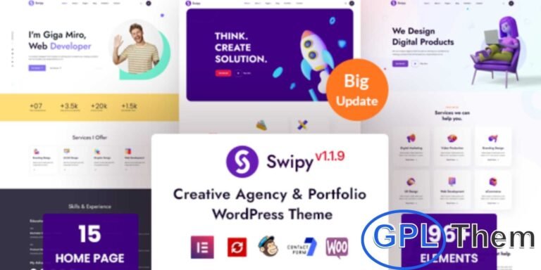 Swipy – Creative Agency WordPress Theme Swipy is a modern and stylish WordPress theme designed for creative agencies, freelancers, and digital studios. With its sleek layouts and powerful features, this theme makes it easy to showcase portfolios, highlight projects, and present services in a professional way.