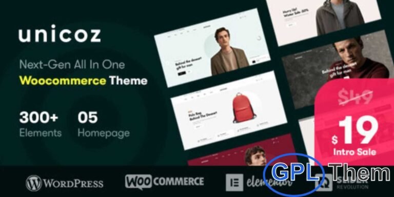Unicoz – Elementor WooCommerce Theme Unicoz is a modern and powerful WooCommerce WordPress theme built with Elementor for effortless drag-and-drop customization.