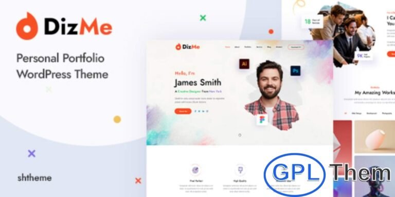 Dizme – Personal Portfolio WordPress Theme Dizme is a modern and professional WordPress theme crafted for personal portfolios and creative showcases. Ideal for freelancers, designers, developers, photographers, and digital professionals, this theme helps you highlight your projects, skills, and achievements with style.