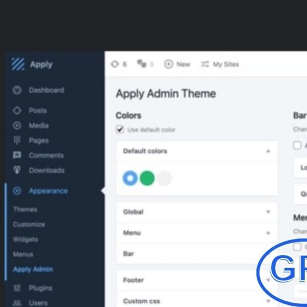 Apply – WordPress Admin Theme Apply is a modern and customizable WordPress Admin Theme designed to transform your dashboard into a sleek and user-friendly workspace. Perfect for developers, agencies, and WordPress users, this theme enhances the default dashboard with a stylish, professional look while keeping everything easy to navigate.