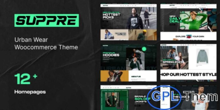 Suppre – Urban Wear WooCommerce Theme Suppre is a stylish and modern WooCommerce WordPress theme built for urban fashion stores and streetwear brands.