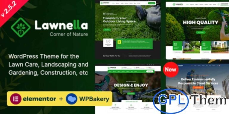 Lawnella – Gardening & Landscaping WordPress Theme Lawnella is a versatile WordPress theme built with Elementor and WPBakery, designed for gardening, landscaping, and lawn care businesses. Ideal for landscaping companies, lawn service providers, groundskeepers, landscape architects, gardeners, florists, and agriculture-related startups, Lawnella combines modern design with powerful functionality.
