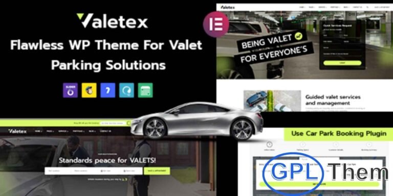 Valetex – Valet & Parking Services WordPress Theme Valetex is a modern and fully responsive WordPress theme designed for valet services, parking management, and booking websites.