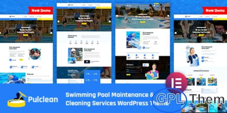 Pulclean – Swimming Pool Maintenance & Cleaning WordPress Theme Pulclean is a modern and stylish WordPress theme designed for swimming pool maintenance, cleaning, and repair services. Its fresh, functional design makes it perfect for service providers, professional technicians, repair teams, or construction-related businesses.
