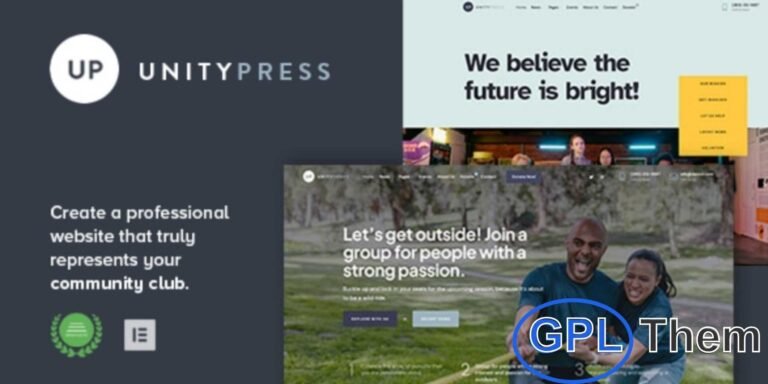 UnityPress – Community Club WordPress Theme UnityPress is a modern WordPress theme designed for community clubs, neighborhood associations, sports teams, hobby groups, and social organizations.