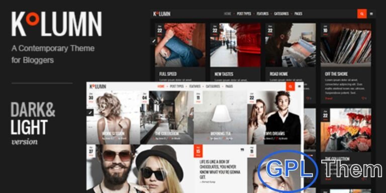 Kolumn – Modern Blog WordPress Theme Kolumn is a contemporary WordPress blog theme designed for bloggers who want flexibility and style. Perfect for lifestyle, personal, or photography blogs, it allows you to showcase stories, photos, and galleries beautifully.