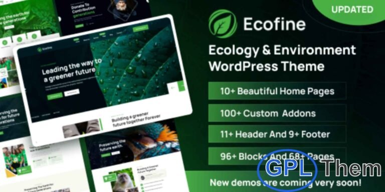 Ecofine – Ecology & Environment WordPress Theme Ecofine is a modern and responsive WordPress theme specifically designed for ecology, environmental, and sustainability websites.
