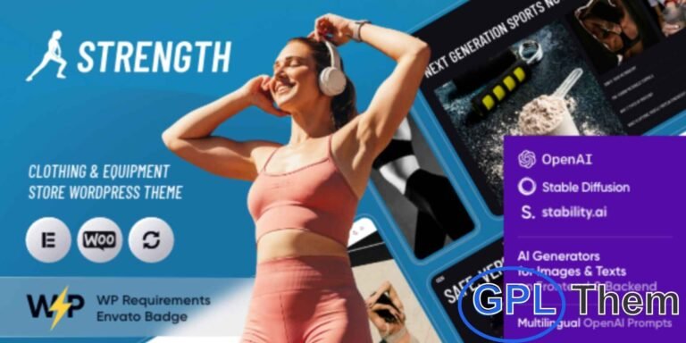 Strength – Sports Store & Equipment WordPress Theme Strength is a modern, responsive, and powerful WordPress theme designed for sports stores, gyms, and fitness-related businesses. Perfect for athletes, trainers, coaches, runners, and fitness enthusiasts, this theme supports online stores for sports equipment, health supplements, and workout gear.