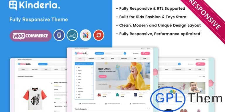 Kinderia – Mega Kids Fashion Store WooCommerce Theme Kinderia is a stylish and fully responsive WooCommerce theme designed for kids’ fashion and baby product stores. Perfect for children’s boutiques, baby shops, family-oriented stores, and creative kids’ websites, this theme offers a modern and user-friendly design.