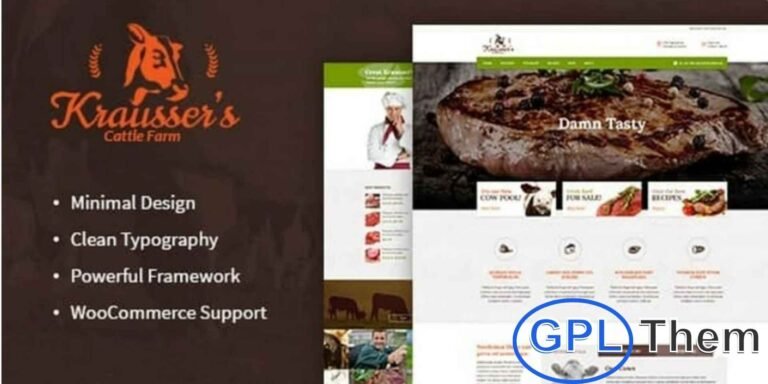 Krausser’s – Cattle Farm & Meat Produce Market WordPress Theme Krausser’s is a modern and responsive WordPress theme designed for cattle farms, meat markets, organic stores, and agricultural businesses. With a clean and colorful design, it’s the perfect choice for healthy food producers, suppliers, and meat manufacturers.