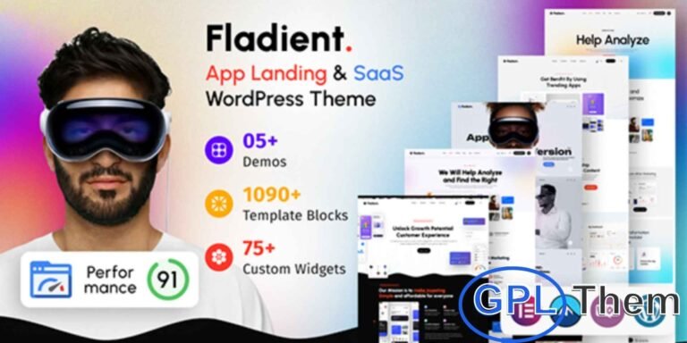 Fladient – App Landing Page WordPress Theme Fladient is a sleek and modern WordPress theme designed for app landing pages and SaaS websites. Ideal for startups, web developers, digital agencies, and tech-focused small businesses, Fladient helps you create a professional online presence that effectively showcases your app or software product.
