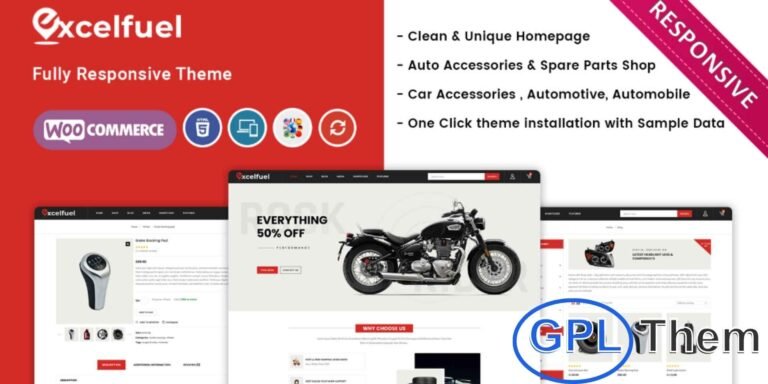 Excelfuel – Automobile Store WooCommerce WordPress Theme Excelfuel is a responsive WooCommerce WordPress theme specially designed for automobile stores, bike shops, car dealerships, and motor retailers.