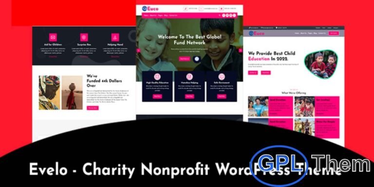 Evelo – Children & Charity Nonprofit WordPress Theme Evelo is a modern and fully customizable WordPress theme designed for nonprofit organizations, charity foundations, crowdfunding campaigns, and humanitarian projects.