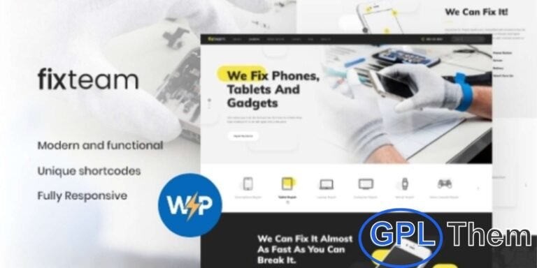 FixTeam – Electronics & Mobile Devices Repair WordPress Theme FixTeam is a modern and professional WordPress theme designed for electronics and mobile device repair businesses. Perfect for repair shops, service centers, and technicians, it provides a clean and functional platform to showcase your services and expertise.