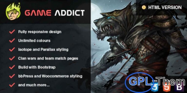 Game Addict – Clan War Gaming WordPress Theme Game Addict is a powerful WordPress theme built for gaming communities and clans. It lets you easily create, manage, and showcase clan wars with support for multiple maps, teams, and games.
