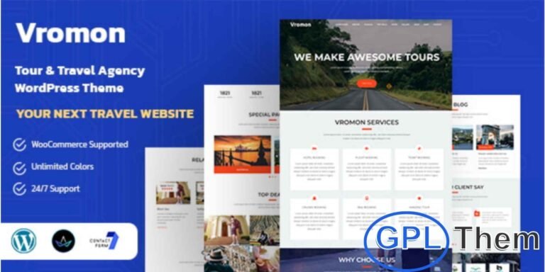 Vromon – Tour & Travel Agency WordPress Theme Vromon is a premium WordPress theme designed specifically for tour operators, travel agencies, and adventure businesses.