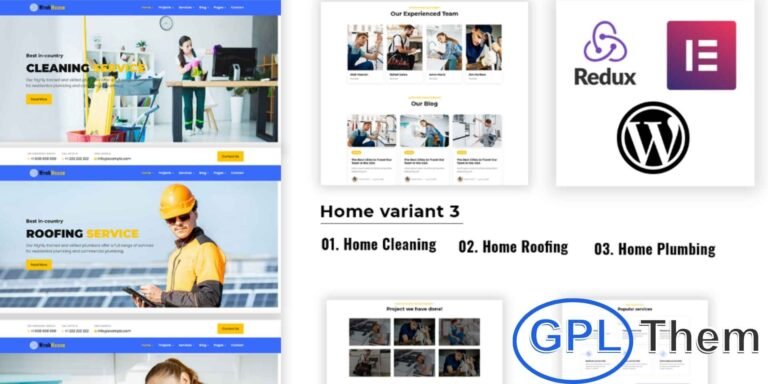Workhouse – Elementor WordPress Theme for Plumbing, Cleaning & Roofing Workhouse is a modern, fully responsive WordPress theme designed for plumbing, cleaning, and roofing service businesses. Its clean and professional design helps showcase your services, projects, and company information effectively.