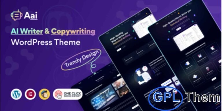 Aai – AI Writer & Copywriting Landing Page WordPress Theme Aai is a modern and powerful WordPress landing page theme built for AI writing tools, copywriting services, and content creators.