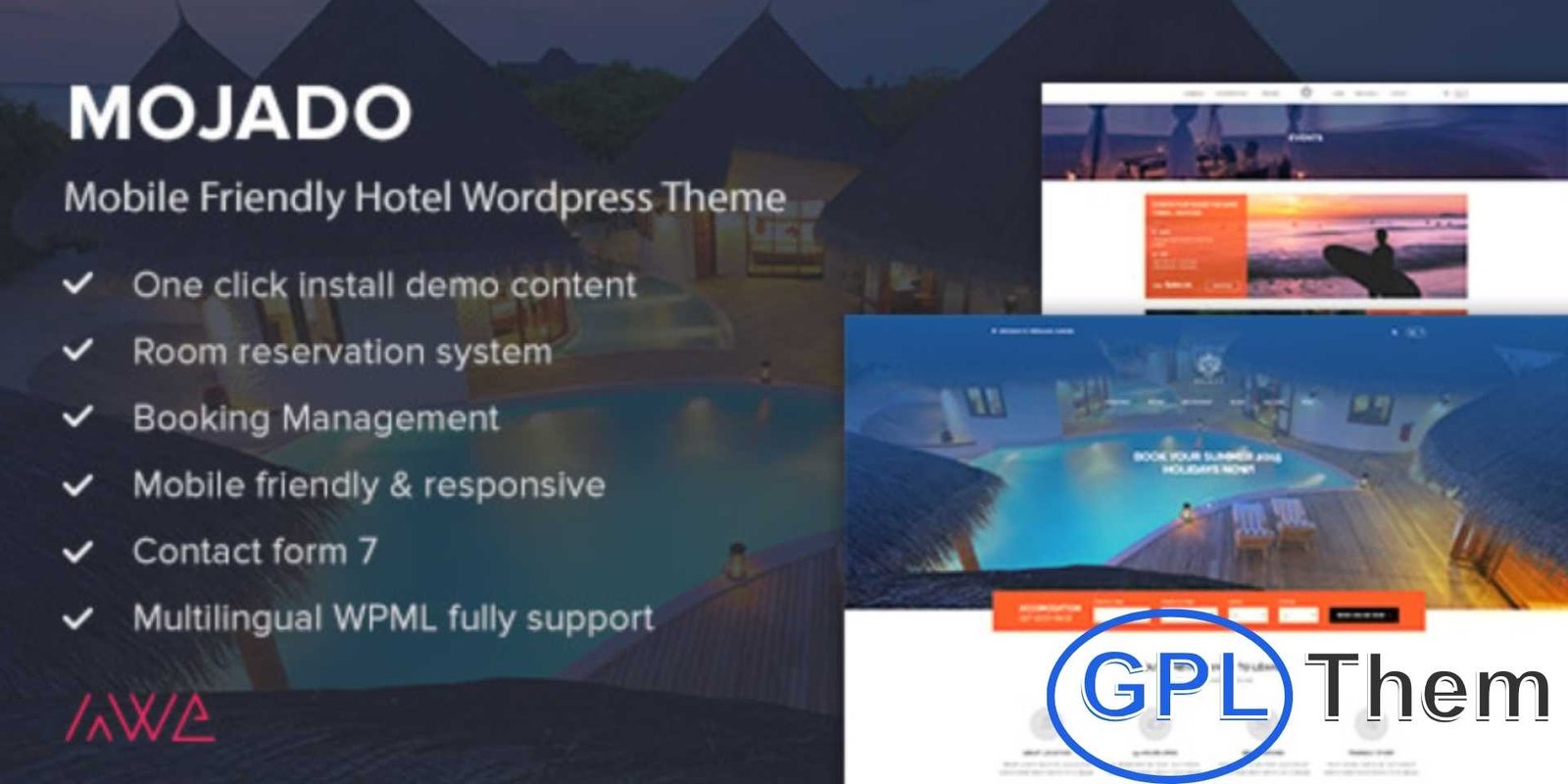 Mojado – Mobile Friendly Hotel WordPress Theme Mojado – Mobile-Friendly Hotel WordPress Theme Mojado is a modern and fully responsive WordPress theme designed for hotels, resorts, and hospitality businesses. Packed with powerful features, it allows you to create a high-performance, visually appealing website that impresses visitors from the first glance.