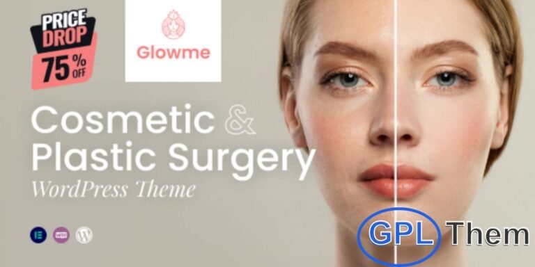 GlowME – Cosmetic & Plastic Surgery WordPress Theme GlowME is a modern and stylish WordPress theme crafted for cosmetic clinics, plastic surgery centers, beauty salons, dermatology services, and medical eCommerce stores. Built with Elementor drag-and-drop page builder and a powerful live customizer, it allows you to design and personalize your site effortlessly.