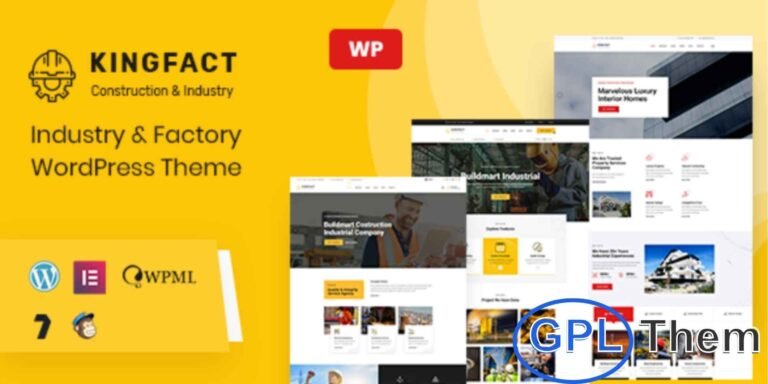 Kingfact – Industry & Factory WordPress Theme + RTL Kingfact is a powerful Industry & Factory WordPress theme designed for construction, manufacturing, engineering, and business websites. Perfect for factories, industrial companies, and small-scale industries, this theme delivers a professional and modern design.