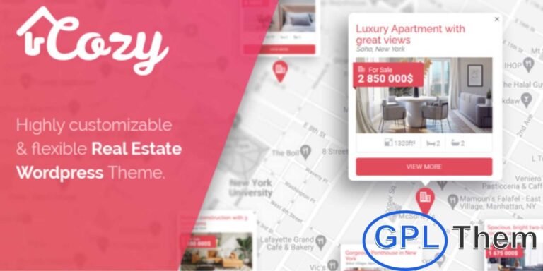 Cozy – Real Estate WordPress Theme Cozy is a premium and professional WordPress theme built for real estate businesses, property agencies, and independent realtors. Designed with a modern and responsive layout, it helps you showcase and manage property listings with ease.