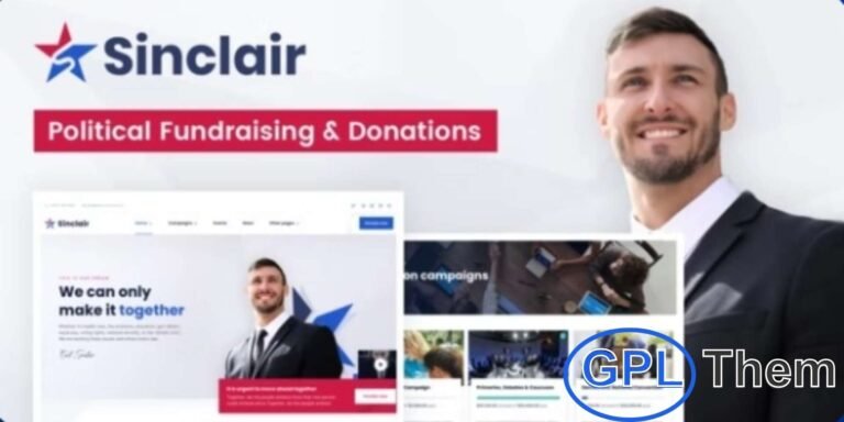 Sinclair – Political Fundraising & Donations WordPress Theme Sinclair is a responsive WordPress theme designed for political campaigns, fundraising initiatives, and donation drives. Perfect for politicians, political parties, and advocacy groups, this theme offers full compatibility with the WordPress Customizer and Gutenberg editor for easy customization.