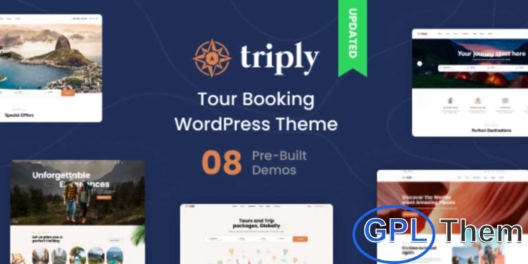 Triply – Tour Booking WordPress Theme Triply is a responsive and feature-rich WordPress theme designed for travel agencies, tour operators, and booking services. Perfect for creating visually stunning and user-friendly travel websites, Triply allows you to showcase destinations, tours, and travel packages with ease.