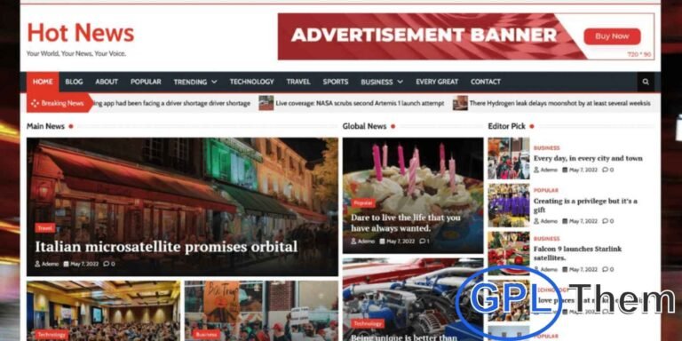 HotNews – News Magazine & Blog WordPress Theme HotNews is a modern and stylish WordPress theme designed for news, magazine, and breaking news websites. Perfect for bloggers and publishers, it comes with a dynamic slider, multiple post widgets, and an engaging layout that enhances readability.