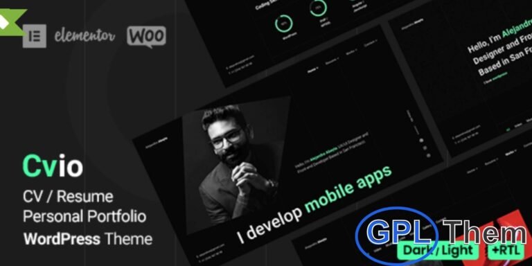 Cvio – Personal Portfolio & CV WordPress Theme Cvio is a sleek and modern WordPress theme designed for freelancers, job seekers, and creative professionals. Perfect for showcasing your skills, work experience, and portfolio, this theme makes your CV and personal brand stand out online.