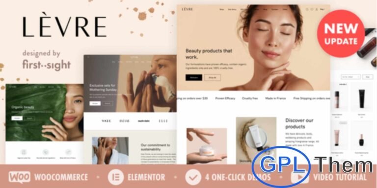 Levre – Beauty & Cosmetics Shop WordPress Theme Levre is a stylish and modern WordPress theme designed specifically for cosmetics shops and beauty stores. Perfect for online beauty retailers, organic cosmetics shops, perfume boutiques, and skincare brands, Levre offers everything you need to build a professional eCommerce website.