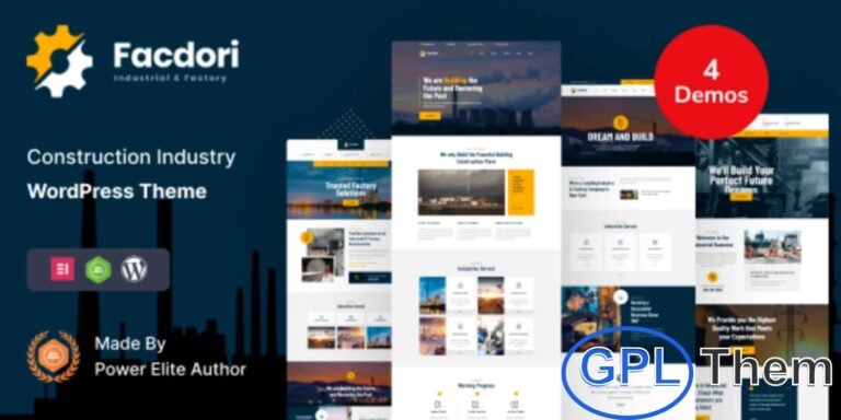Facdori – Factory & Industrial Business WordPress Theme Facdori is a professional WordPress theme designed for industrial and factory businesses, construction companies, engineering firms, and machinery or commodity enterprises.