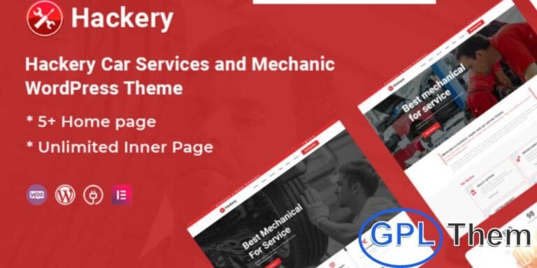 Hackery – Car Services & Mechanic WordPress Theme Hackery is a modern and clean WordPress theme designed for car services, mechanics, and automotive businesses.