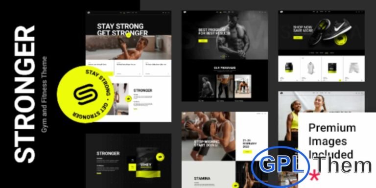 Stronger – Gym & Fitness WordPress Theme Stronger is a modern and fully responsive WordPress theme designed for gyms, fitness centers, personal trainers, and sports shops. It offers professionally crafted templates for fitness consulting, training programs, exercise routines, CrossFit, and sports equipment stores.
