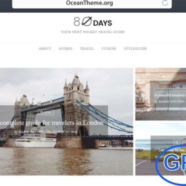EightyDays – WordPress Travel Blog & Magazine Theme EightyDays by GretaThemes is a stylish and modern WordPress theme designed for travel blogs and online magazines. Featuring a clean, elegant design, it offers extensive customization options for bloggers.
