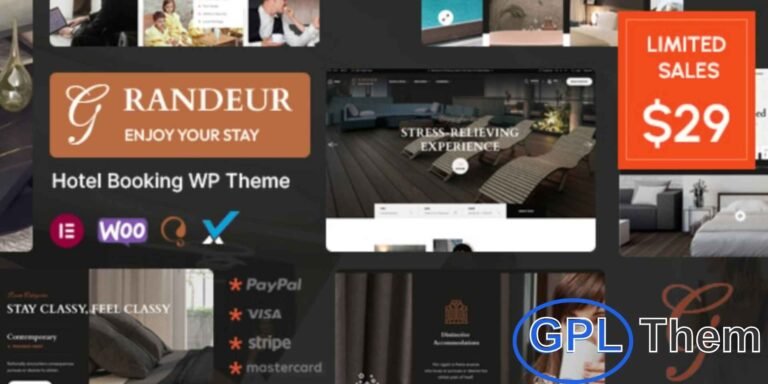 Grandeur – Hotel Booking WordPress Theme Grandeur is a premium WordPress theme designed for hotels, resorts, and accommodation businesses. With its elegant design and user-friendly interface, Grandeur simplifies online bookings while showcasing your property beautifully.