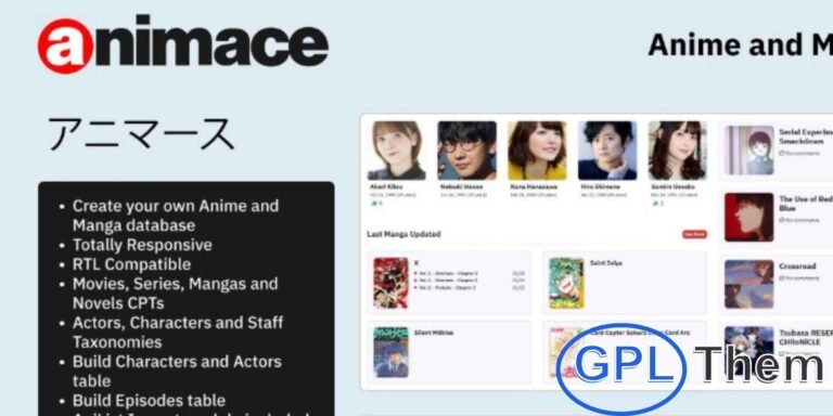 ANIMACE – Anime & Manga WordPress Theme ANIMACE is a modern WordPress theme crafted for anime and manga lovers, offering the perfect platform to showcase anime series, movies, and reviews.