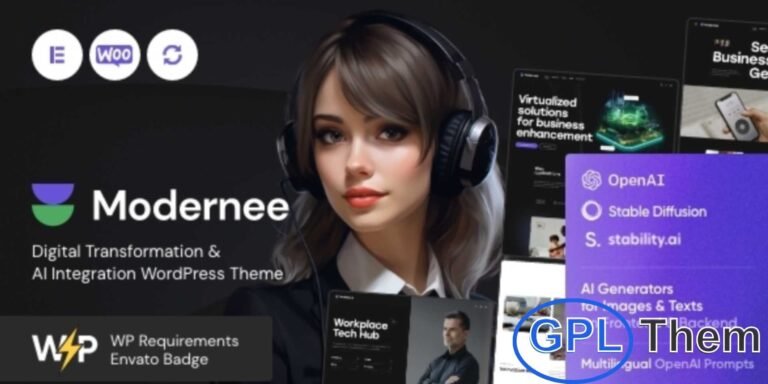 Modernee – AI Integration & Digital Transformation WordPress Theme Modernee is a cutting-edge WordPress theme built for AI, digital transformation, and modern business websites. With its sleek design, bold typography, and minimalist layout, it offers a professional look that helps your brand stand out.