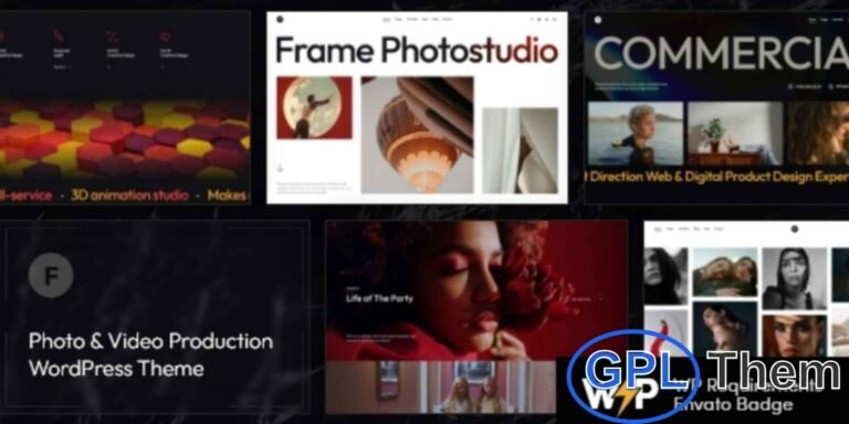 Frame – Photo & Video Production WordPress Theme Frame is a modern and responsive WordPress theme crafted for photo and video production businesses. With its sleek and professional design, it’s perfect for photography studios, photo labs, film processing services, and digital printing companies.