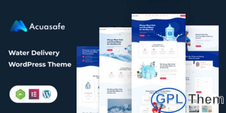 Acuasafe – Drinking Water Delivery WordPress Theme Acuasafe is a modern and professional WordPress theme designed for water delivery companies, bottled water services, home and industrial water filters, and online drink stores.