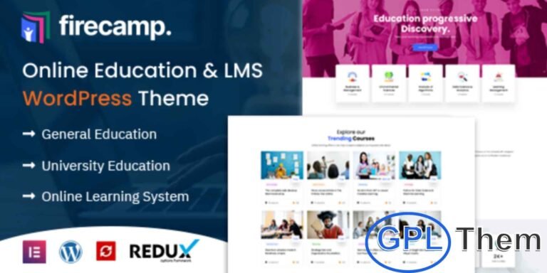Firecamp – Education & LMS WordPress Theme Firecamp is a modern and responsive Education WordPress theme built with a powerful Learning Management System (LMS). It is perfect for instructors, schools, colleges, universities, kindergartens, training centers, course hubs, and all types of educational institutions.