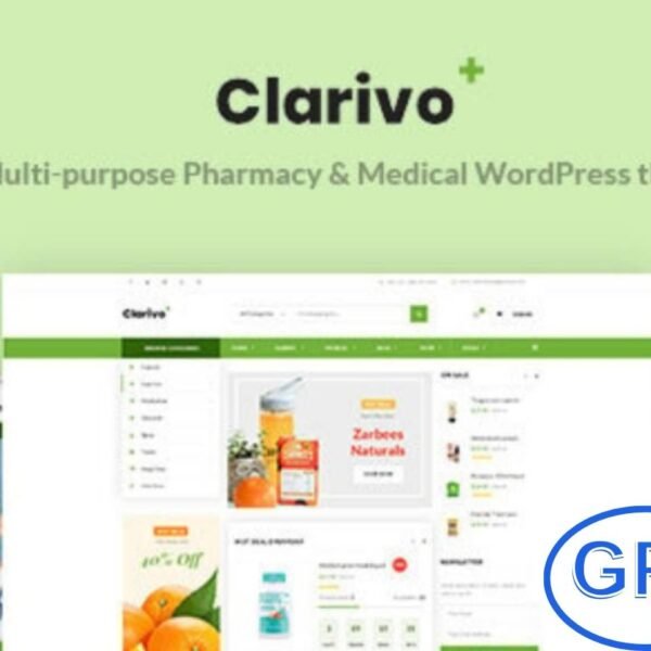 Clarivo – Pharmacy & Medical WordPress Theme Clarivo is a professional multipurpose WordPress theme designed for pharmacies, medical shops, doctors, clinics, healthcare centers, and medical organizations. This theme offers a clean and modern design, making it ideal for building professional pharmacy stores or medical service websites.