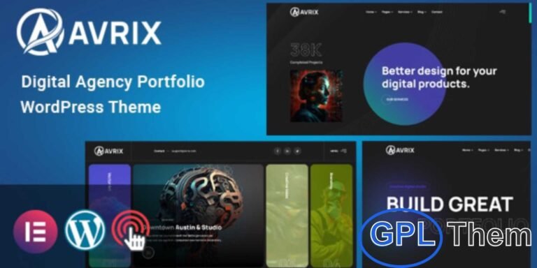 Avrix – Digital Agency Portfolio WordPress Theme Avrix is a modern and responsive Digital Agency Portfolio WordPress Theme built for creative agencies, design studios, marketing firms, and startups.